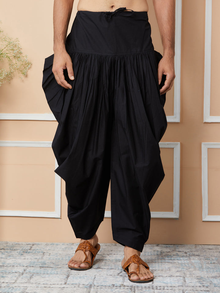 Black Mid-Rise Loose-Fit Pure Cotton Salwar