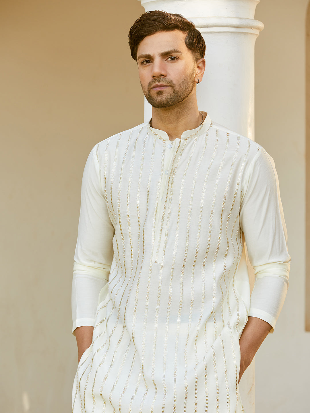 Sequins Embroidered Pure Chanderi Silk Straight Kurta