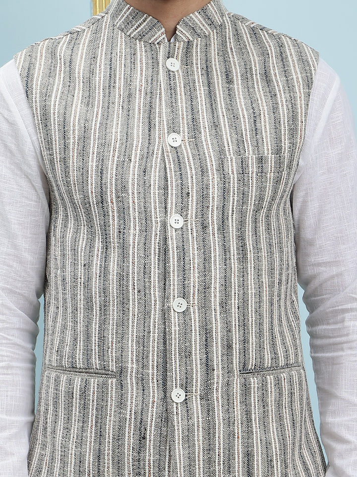 Handwoven Pure Cotton Nehru Jacket