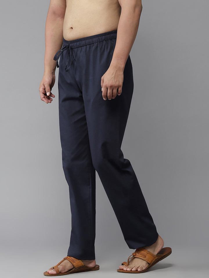 Combo Pack of 2: Navy Blue Solid Cotton Pyjamas