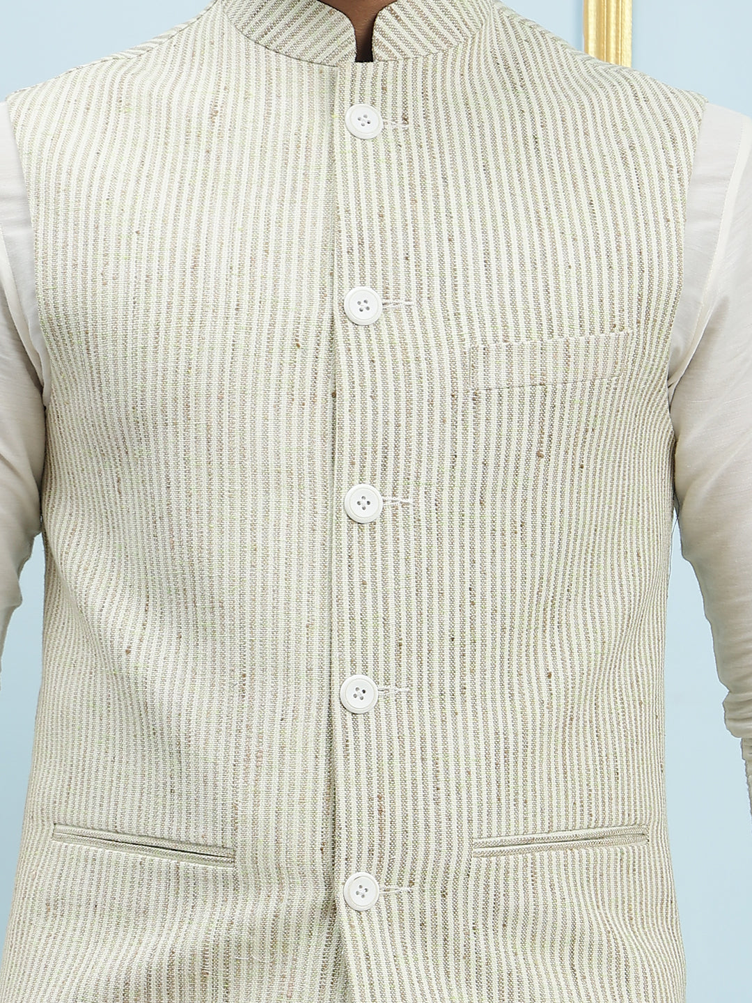 Solid Handwoven Pure Cotton Nehru Jacket