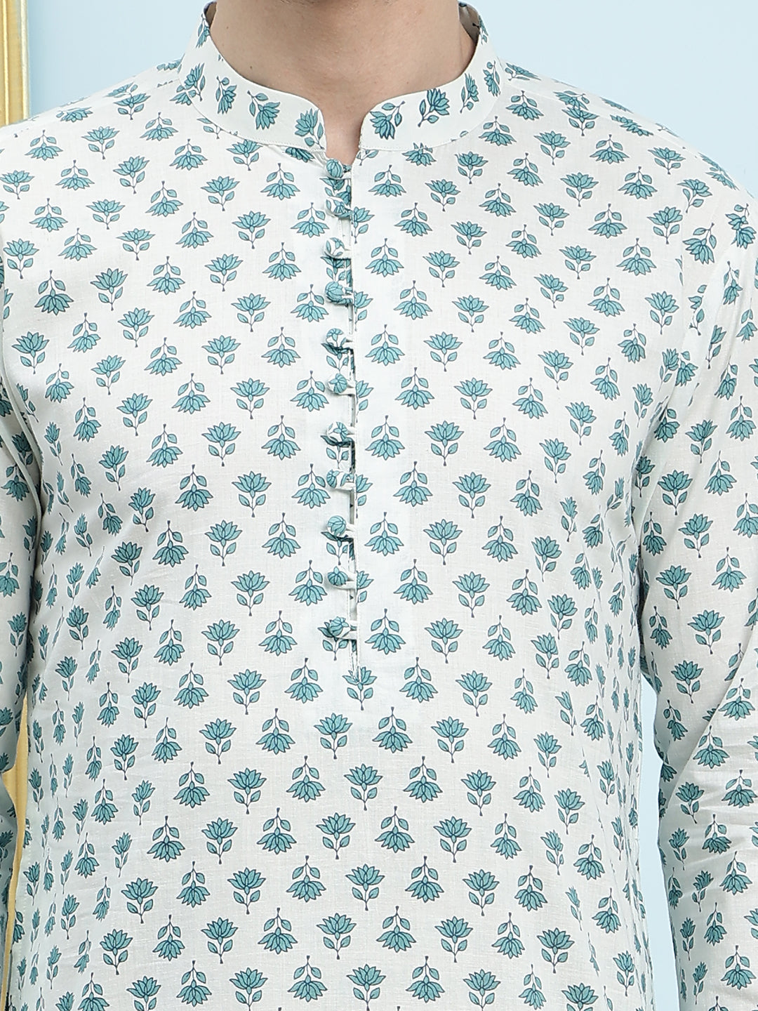 Printed Pure Cotton Straight Kurta with Pyjama