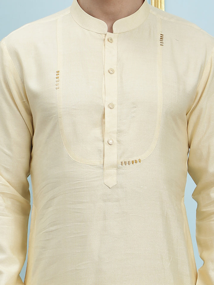 Solid Pure Cotton Straight Kurta with Yoke Design