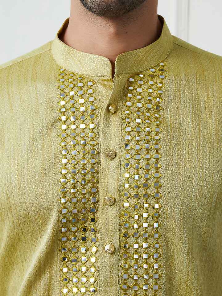 Embroidered Sequin Mirror Worked Pure Cotton Straight Kurta with Pyjama