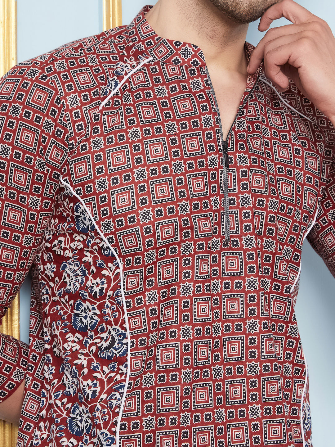 Ajrakh Printed Cotton Kurta