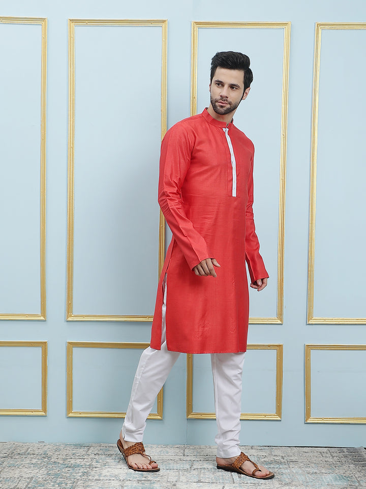 Solid Cotton Silk Straight Kurta with Pyjama