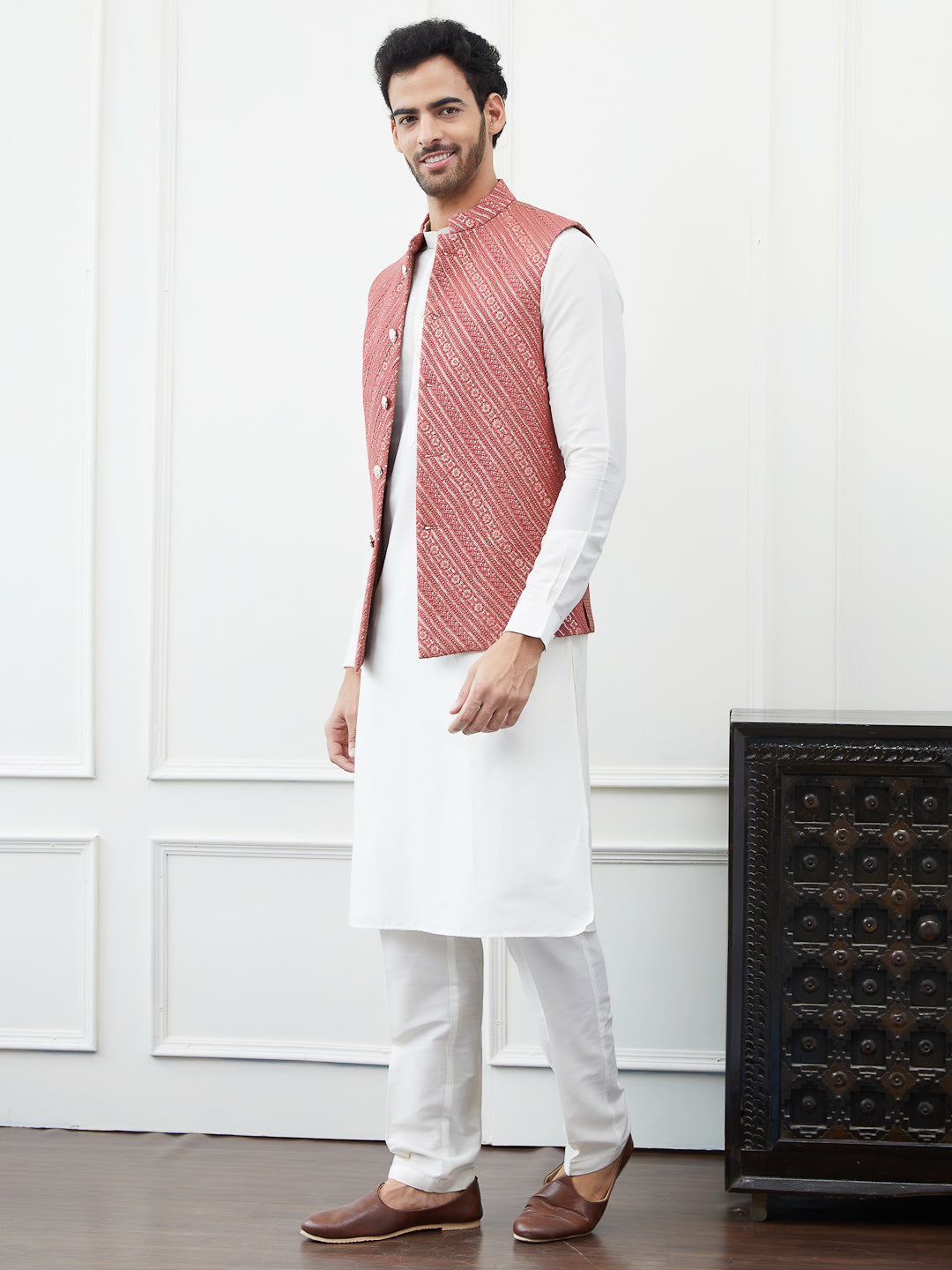 Sequins Embroidered Nehru Jacket