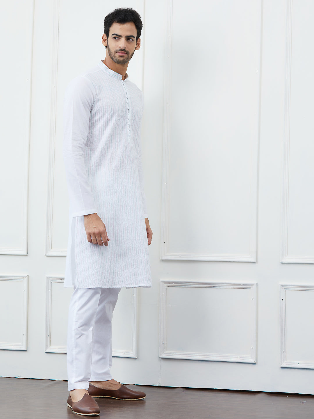 Thread Work Pure Cotton Kurta with Pyjama