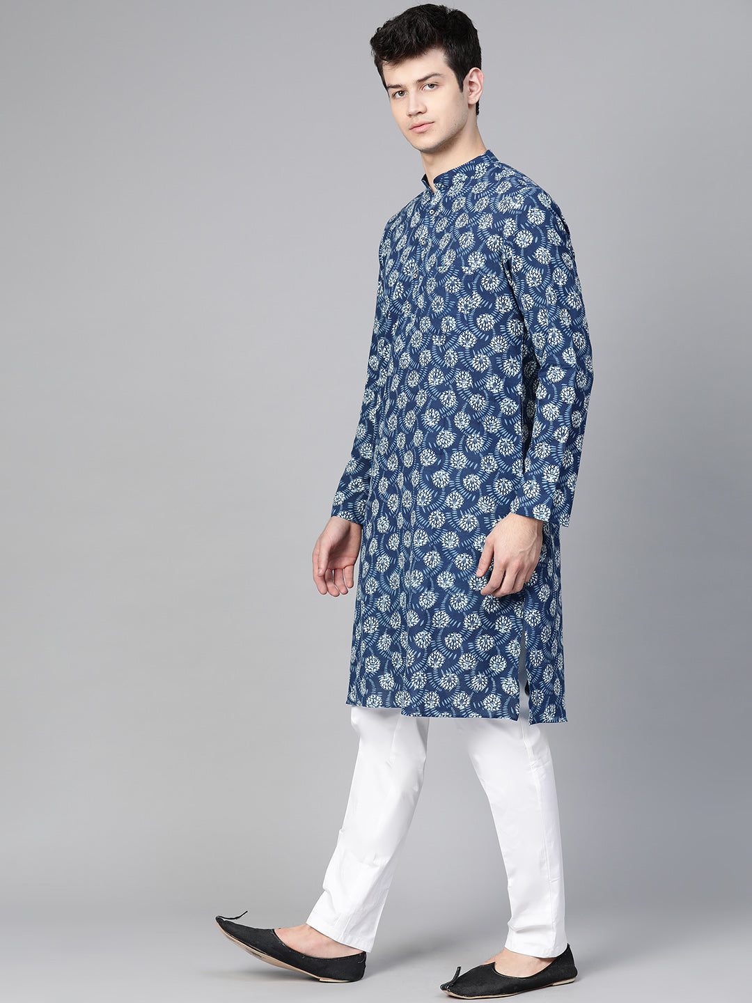 Men Kurta Blue Hand Block Printed New Design straight kurta