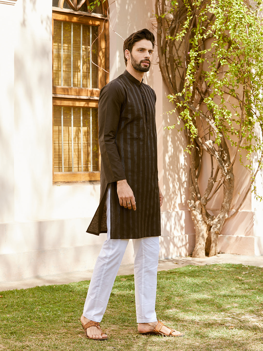 Thread Worked Pure Cotton Straight Kurta