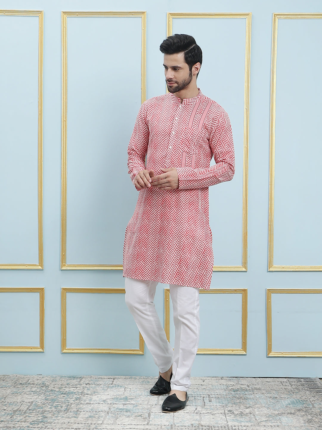 Printed Pure Cotton Straight Kurta with Pyjama