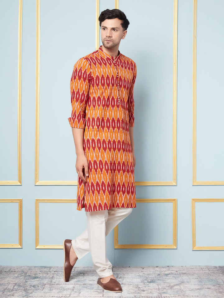 Ikat Printed Cotton Kurta