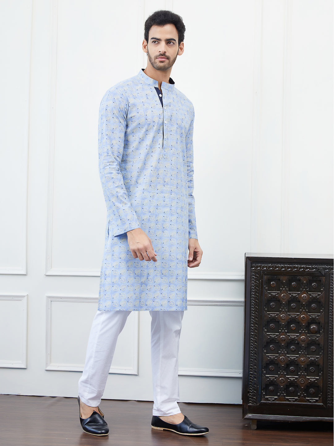 Printed Pure Cotton Straight Kurta with Pyjama