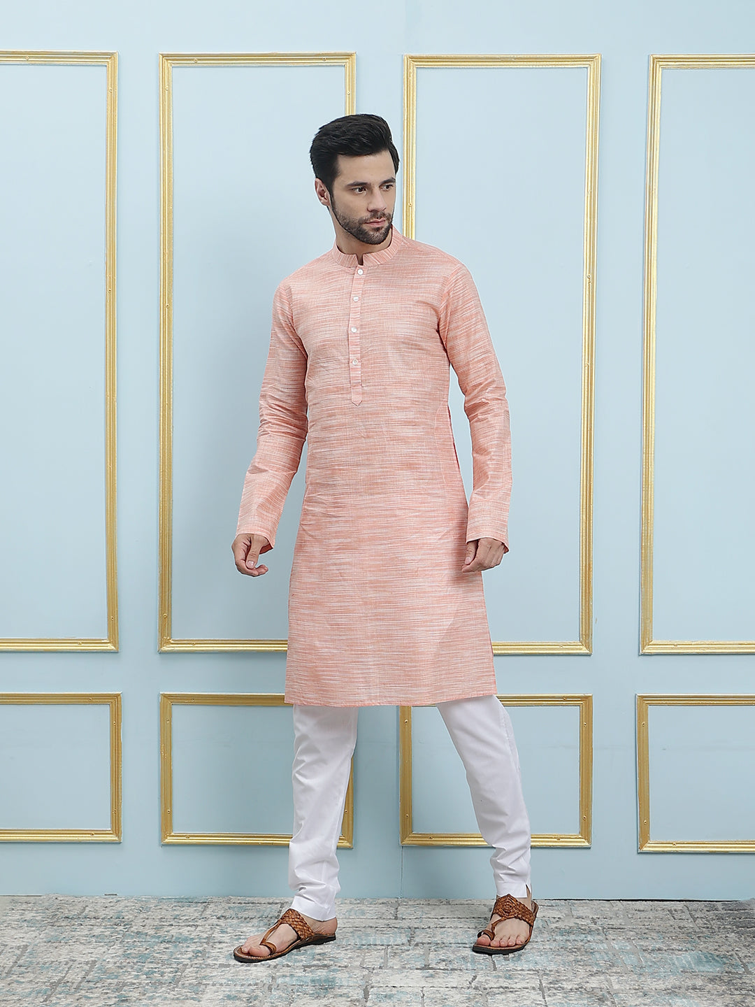 Solid Pure Cotton Straight Kurta with Pyjama