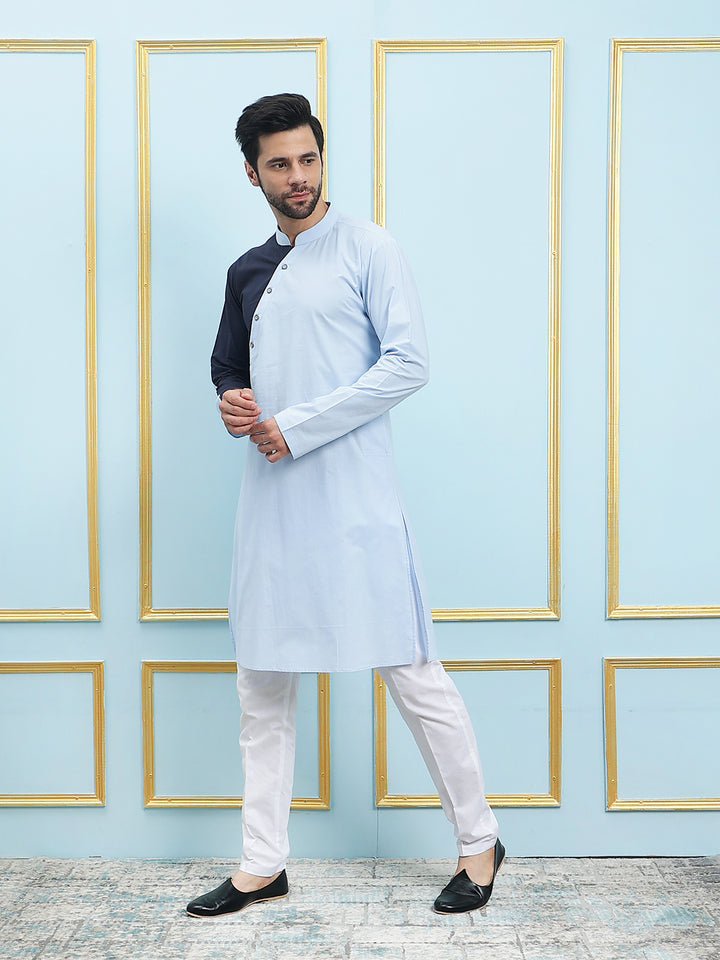 Solid Pure Cotton Straight Kurta with Princess Panel and Pyjama