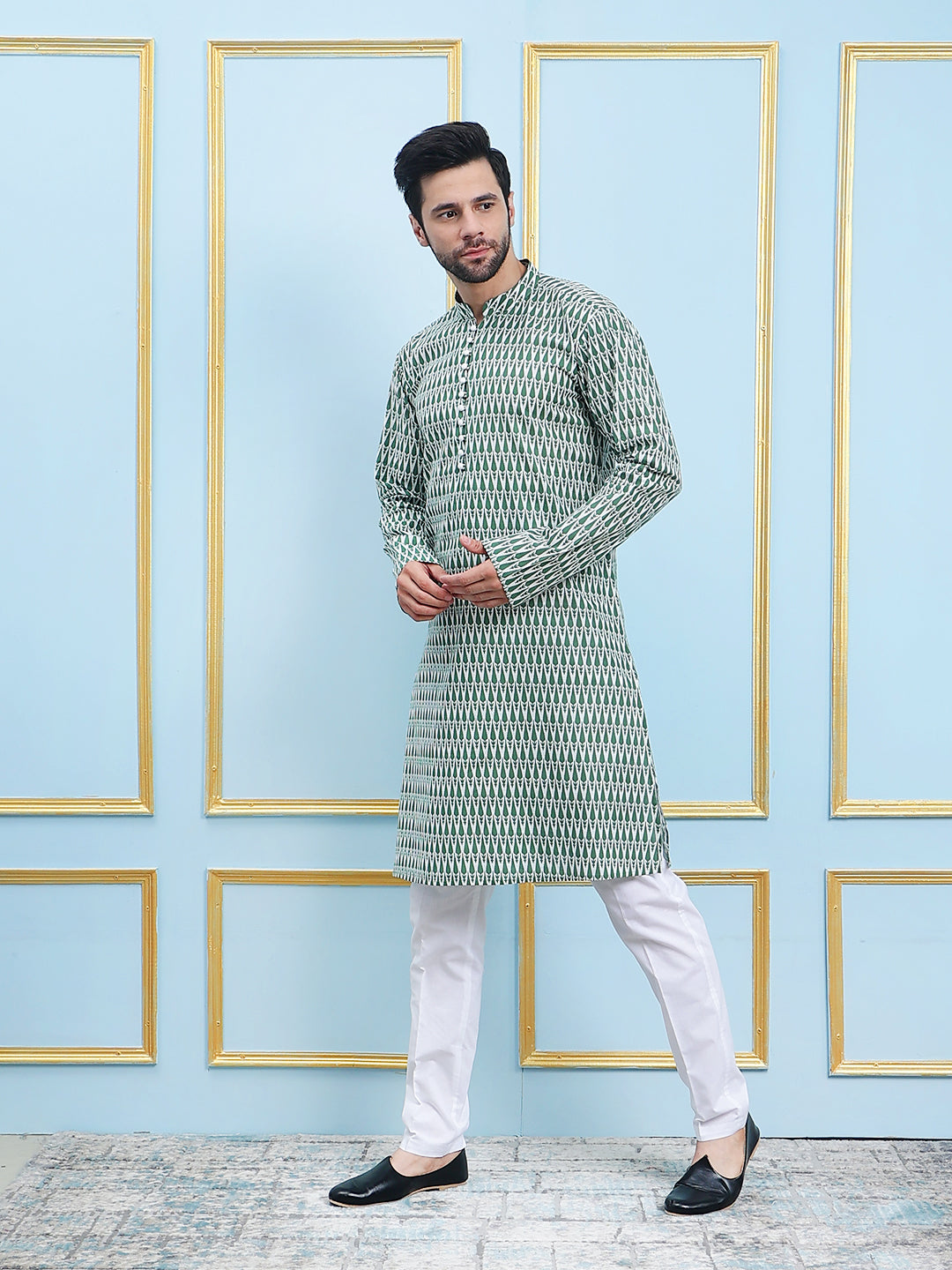 Printed Pure Cotton Straight Kurta with Pyjama