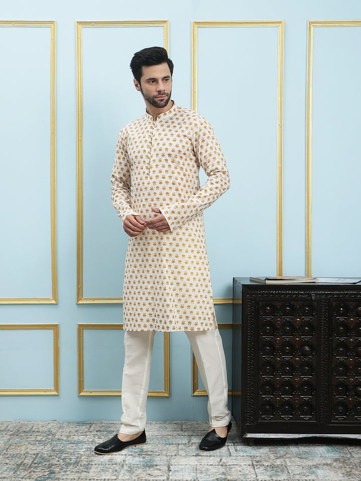 Printed Pure Cotton Striaght Kurta with Pyjama