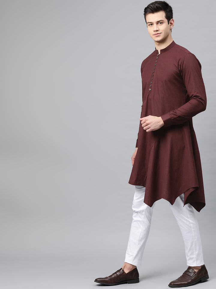 Plain Solid Asymmetrical Kurta with Pyjama