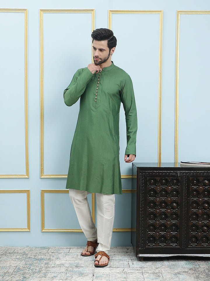 Solid Pure Cotton Straight Kurta with Pyjama