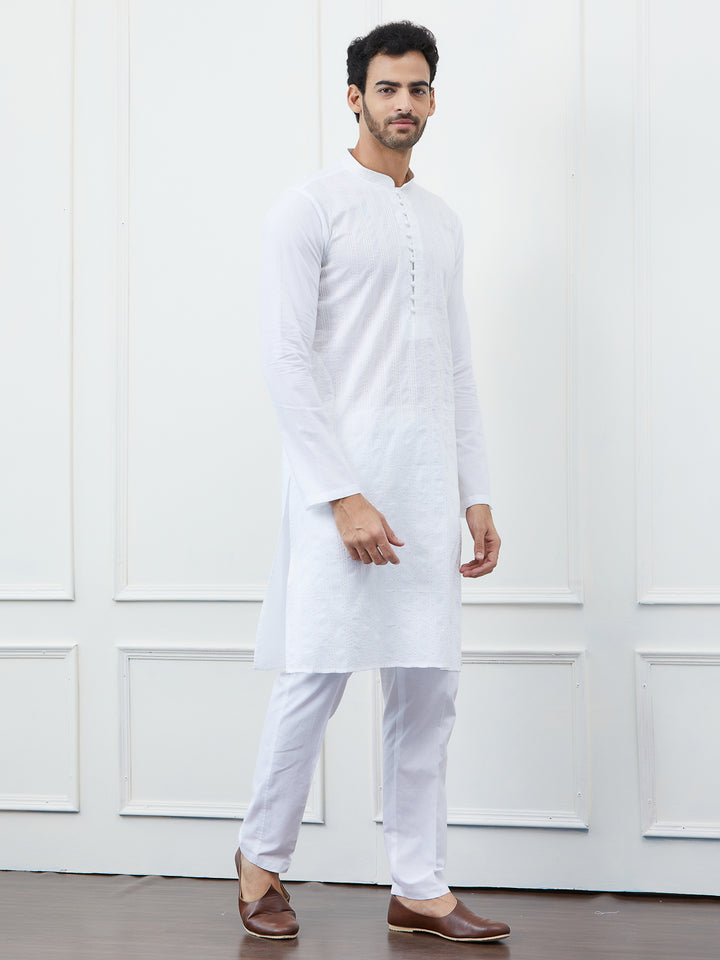 Sequin and Thread Work Pure Cotton Kurta with Pyjama