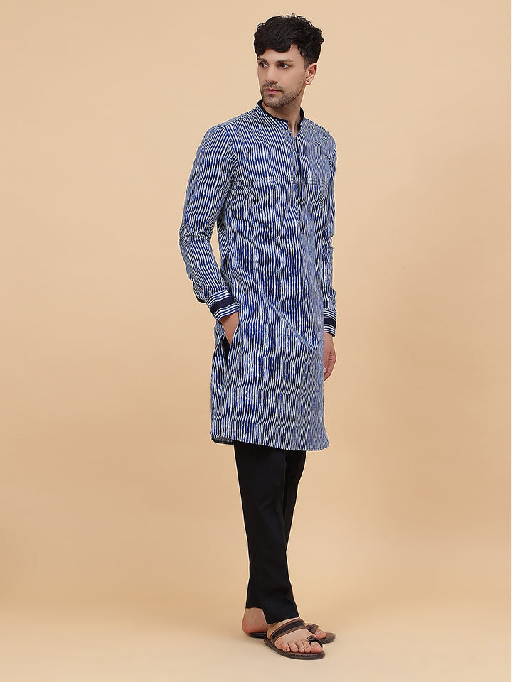 Striped Printed Cotton Kurta