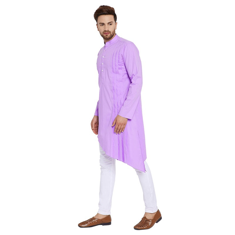 Purple Asymmetric Pure Cotton Kurta