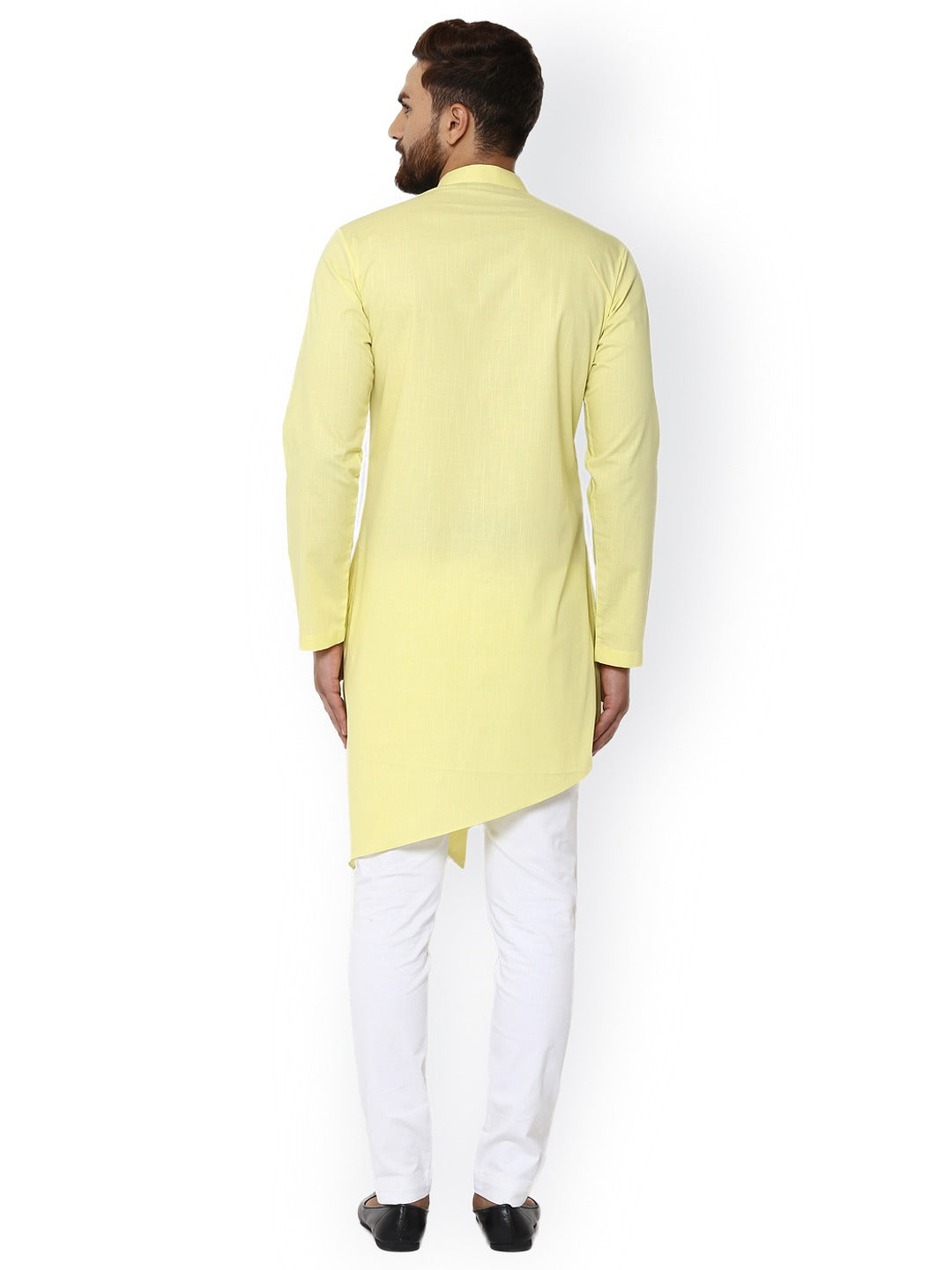 Yellow Solid Straight Asymmetric Kurta