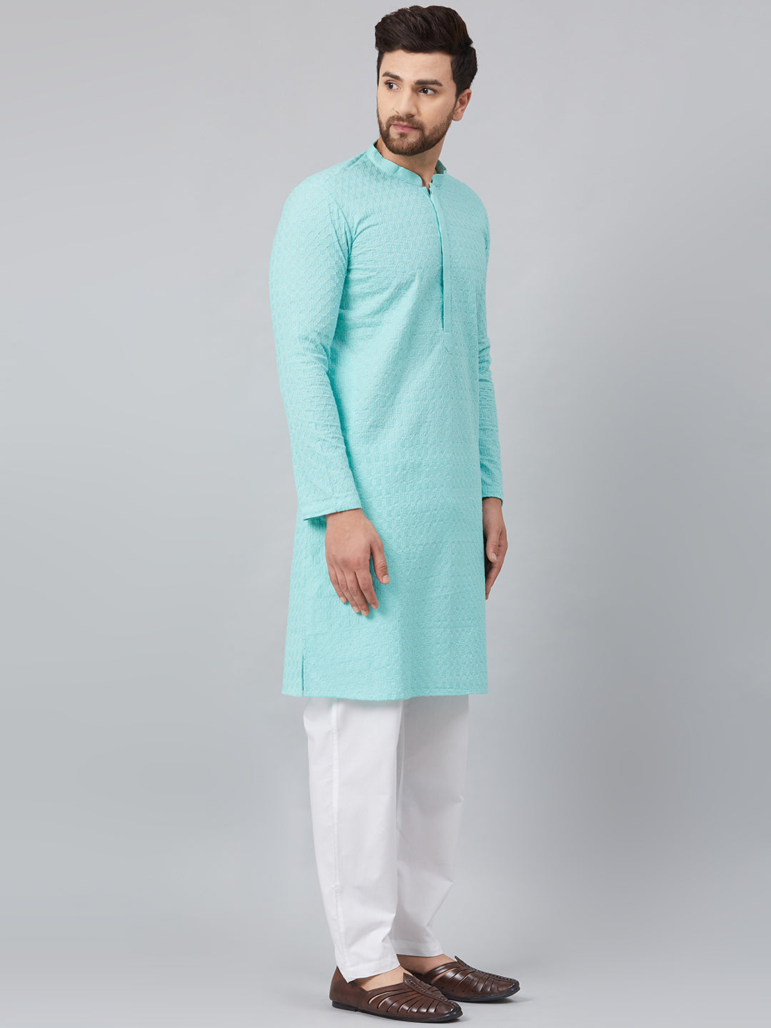 Chikankari Embroidered Straight kurta with Pyjama