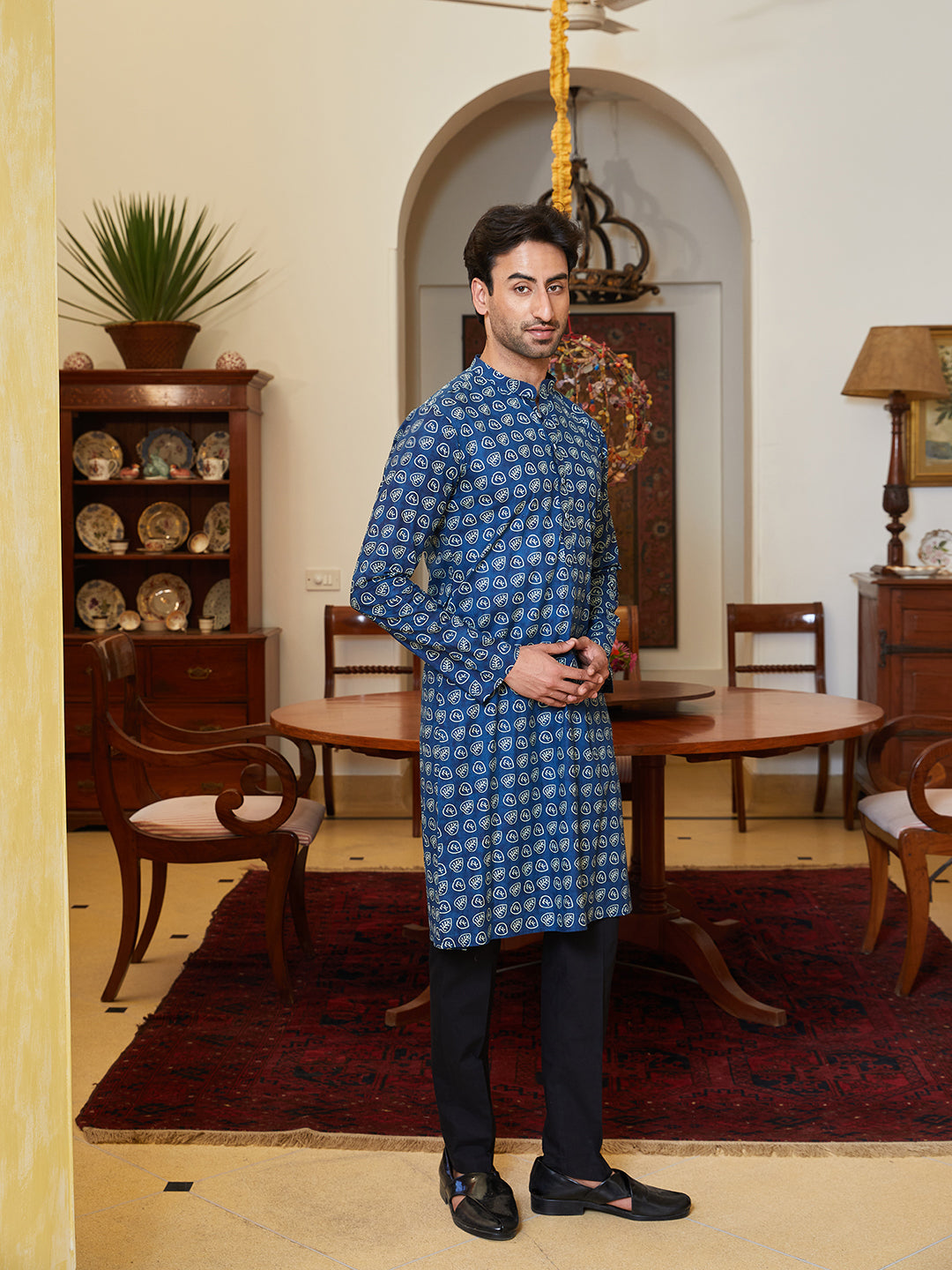 Leaf Printed Pure Cotton Straight Kurta