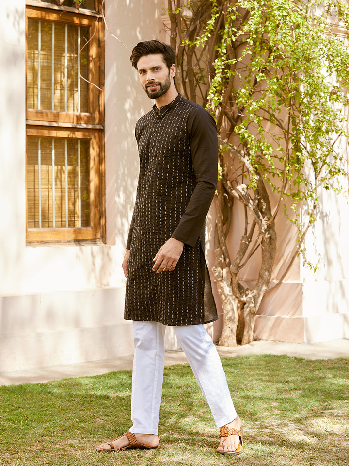 Thread Worked Pure Cotton Straight Kurta