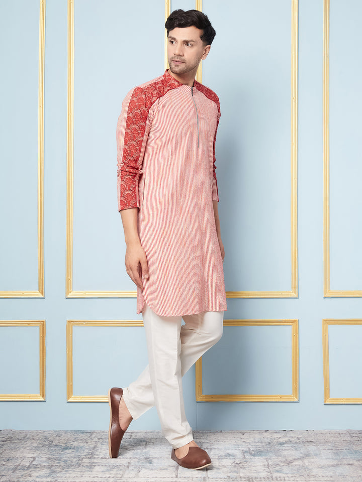 Woven Striped Straight Cotton Kurta