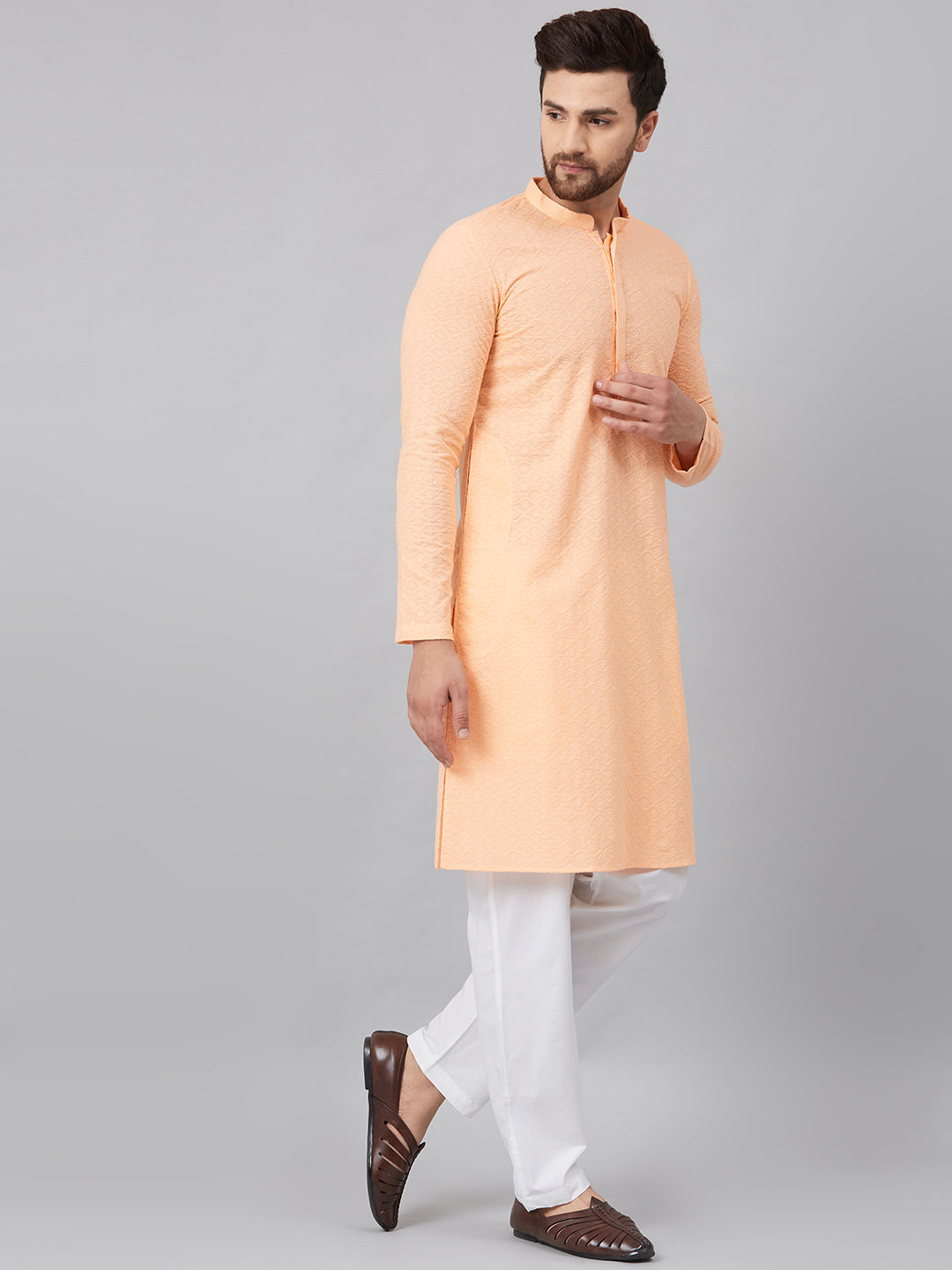 Chikankari Embroidered Straight kurta with Pyjama