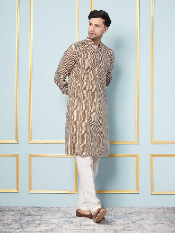 Striped Printed Straight Cotton Kurta