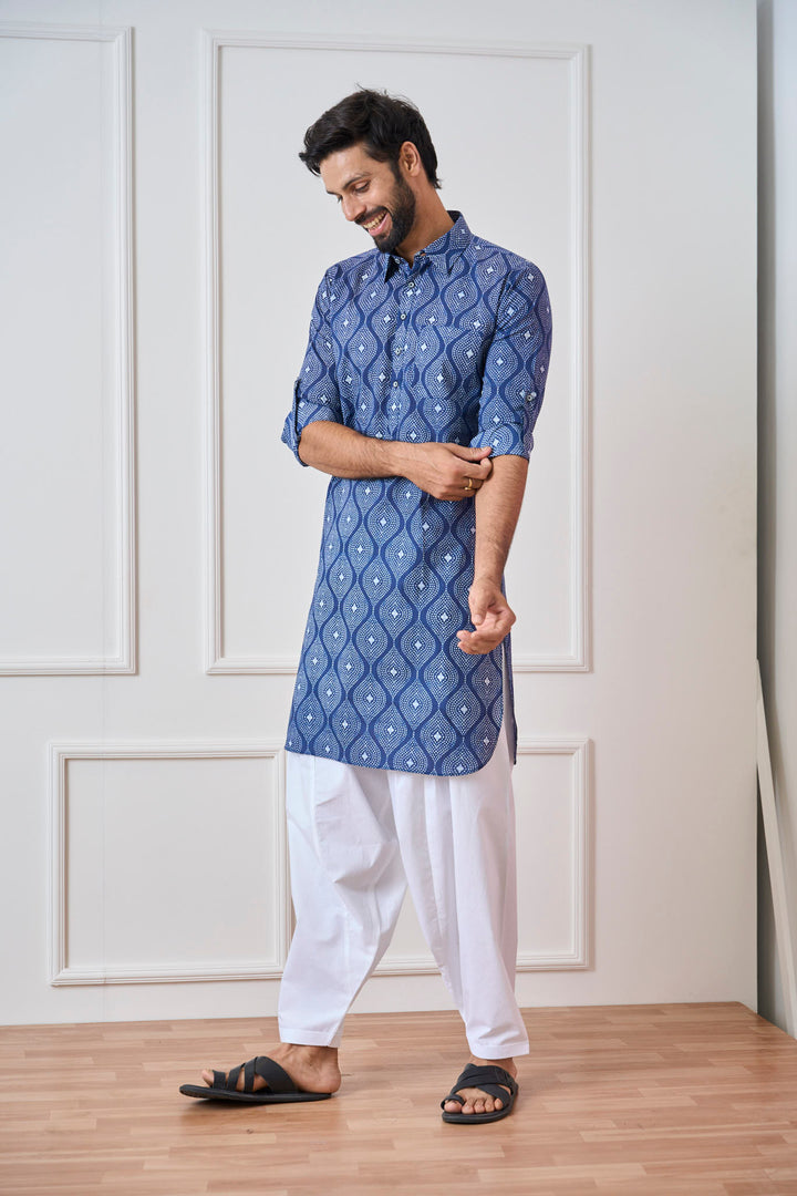 Pure Cotton Printed Pathani Kurta