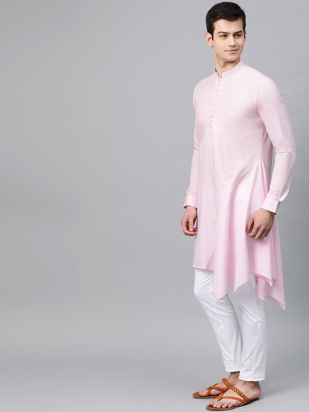 Plain Solid Asymmetrical Kurta with Pyjama