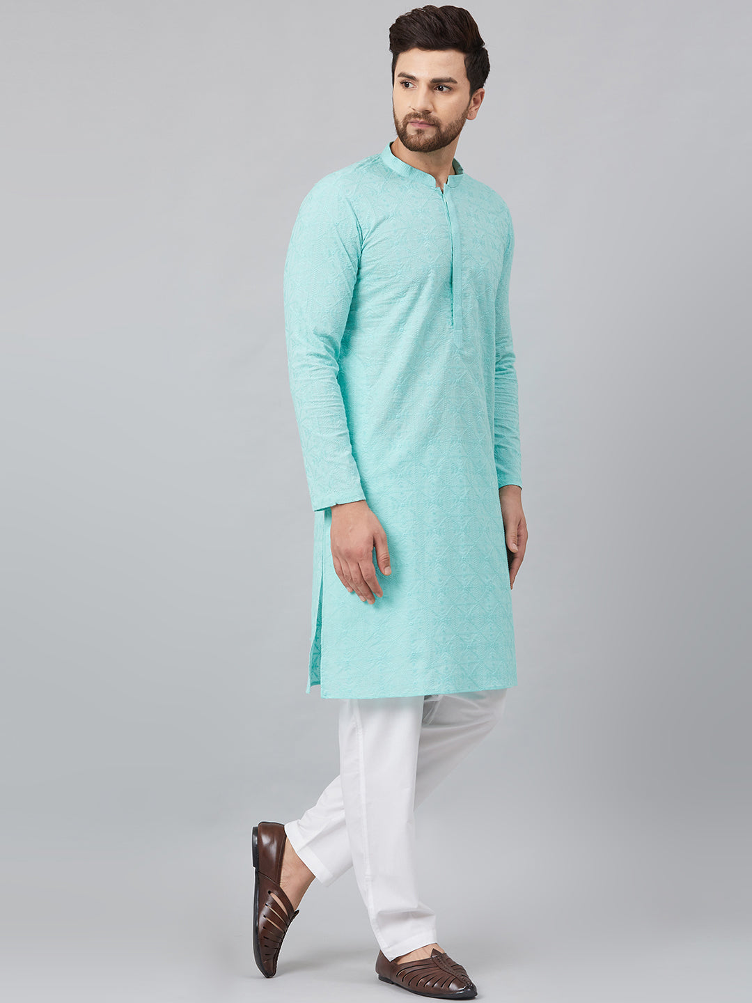 Chikankari Embroidered Straight kurta with Pyjama