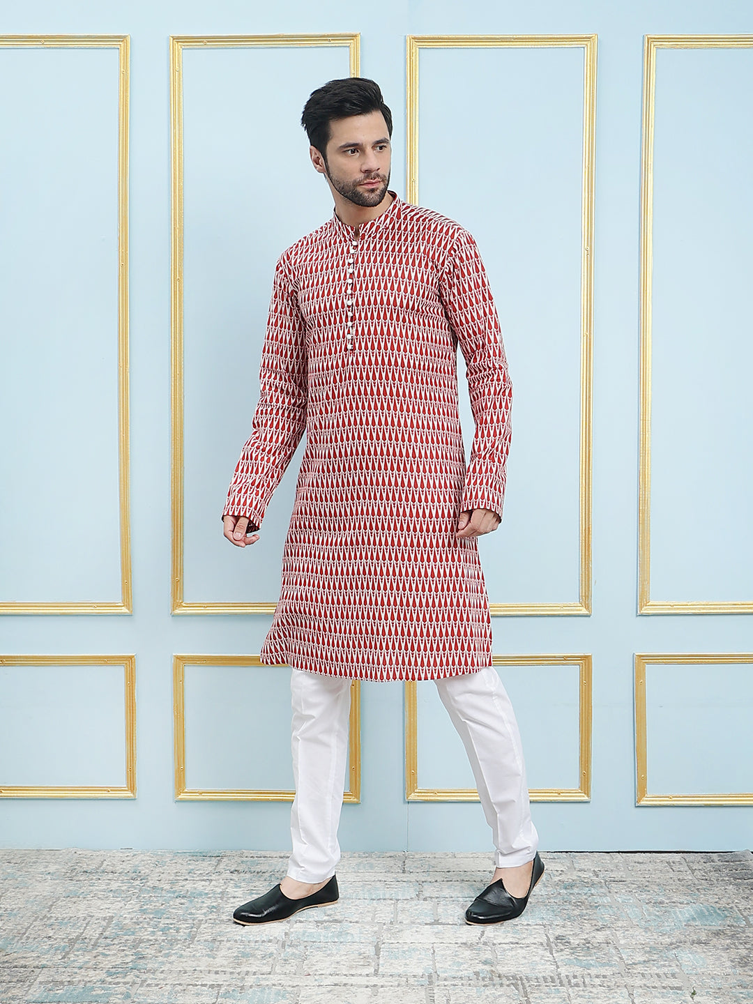 Printed Pure Cotton Straight Kurta with Pyjama