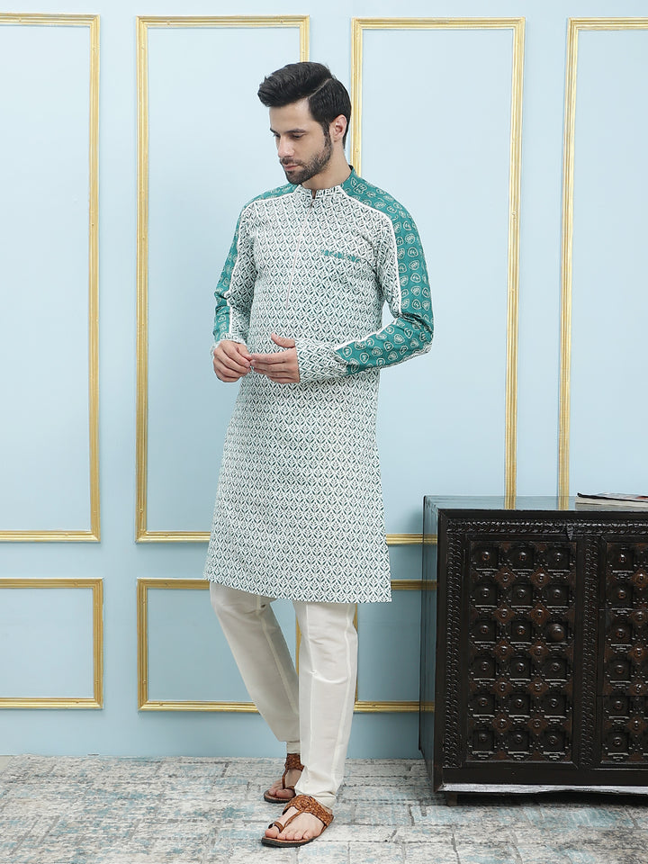 Printed Pure Cotton Straight Kurta with Pyjama