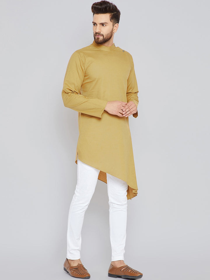 Khaki Asymmetric Pure Cotton Kurta