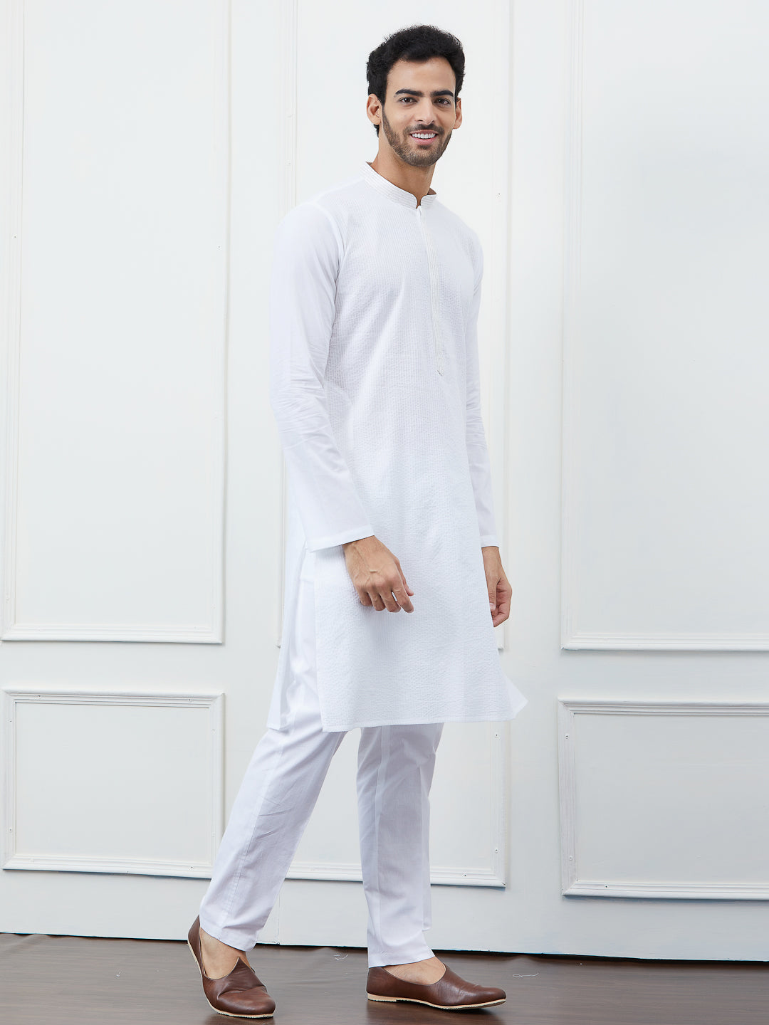 Thread Work Pure Cotton Kurta with Pyjama