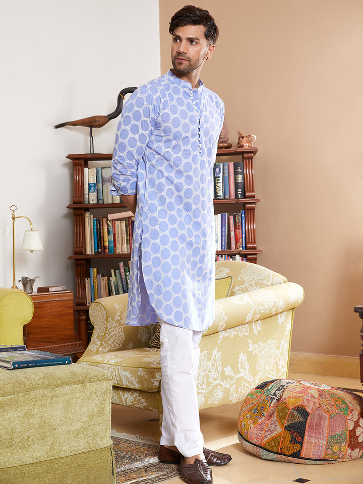 Embroidered Pure Cotton Straight Kurta with Pyjama