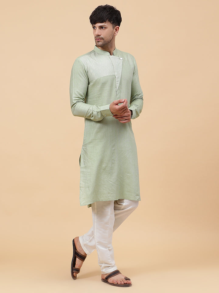 Woven Striped Straight Kurta With Pyjama