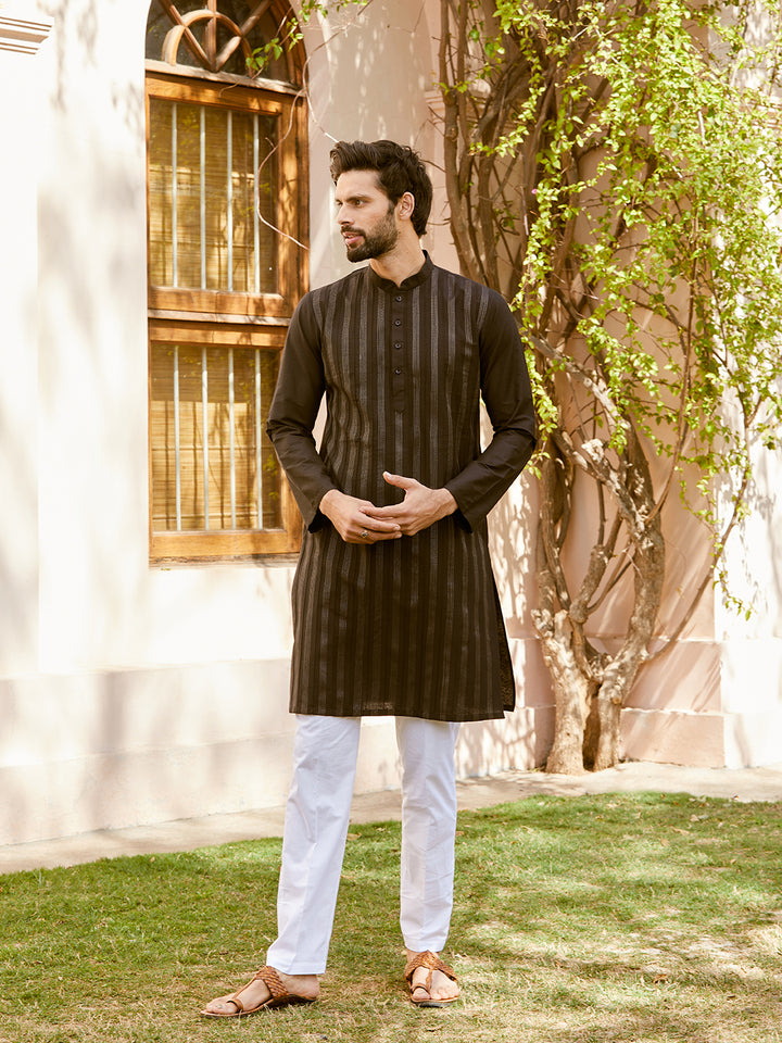 Thread Worked Pure Cotton Straight Kurta