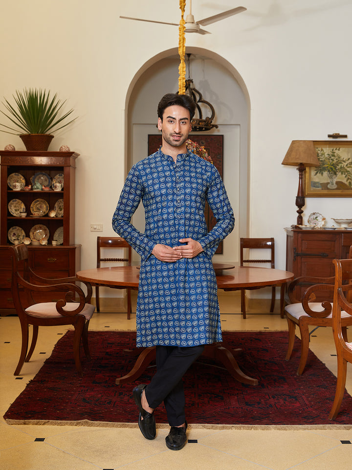 Leaf Printed Pure Cotton Straight Kurta