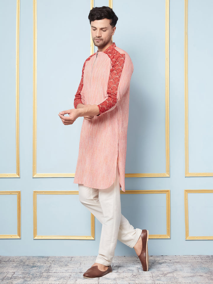 Woven Striped Straight Cotton Kurta