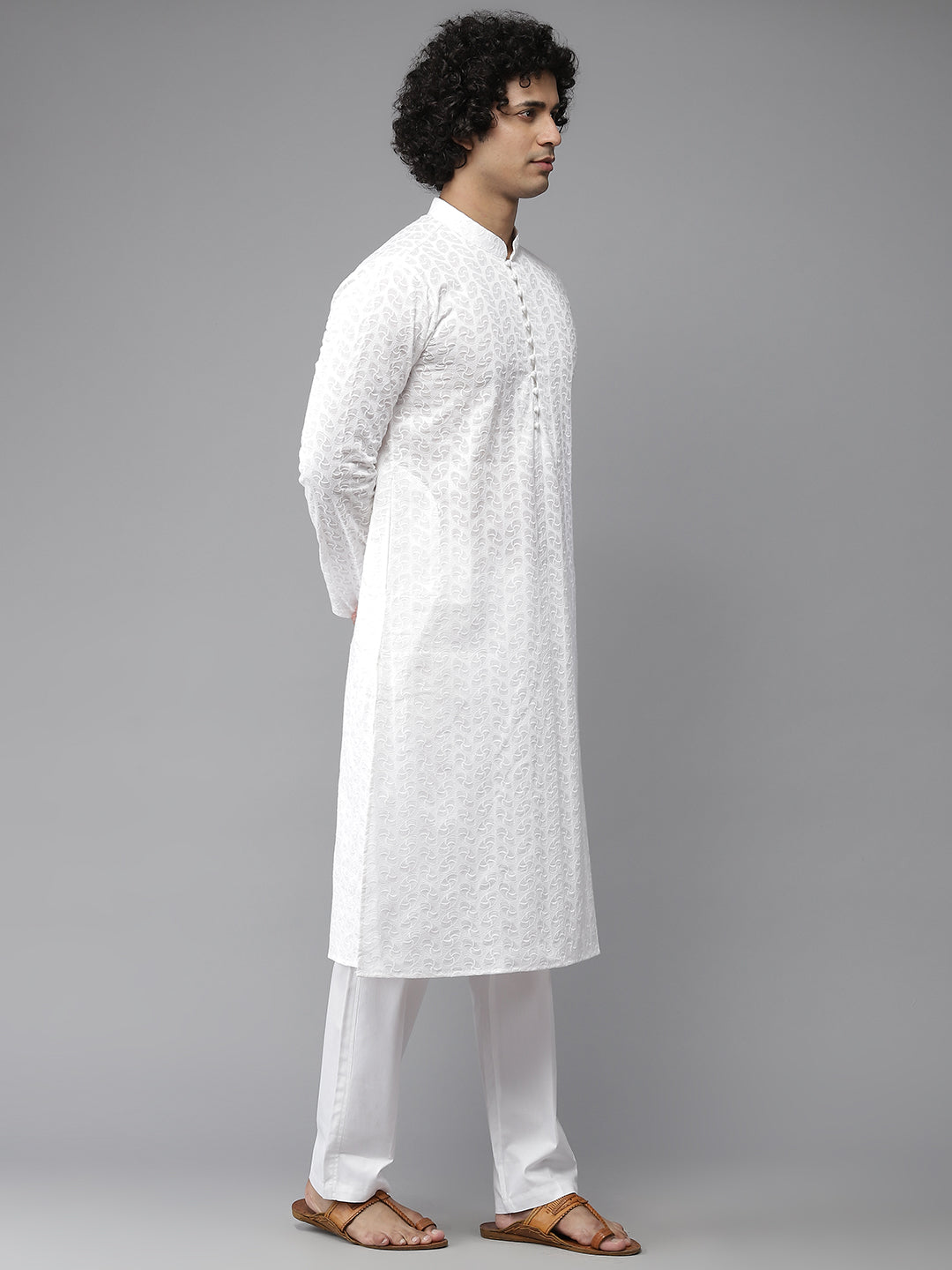 Chikankari Embroidered Straight kurta with Pyjama