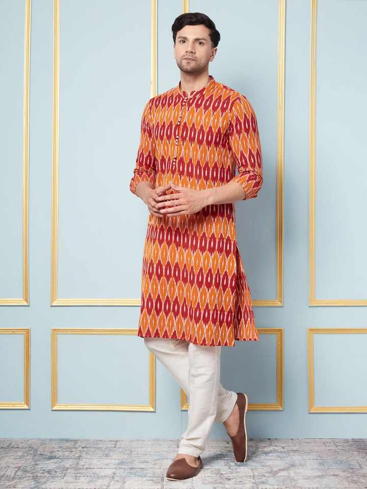 Ikat Printed Cotton Kurta