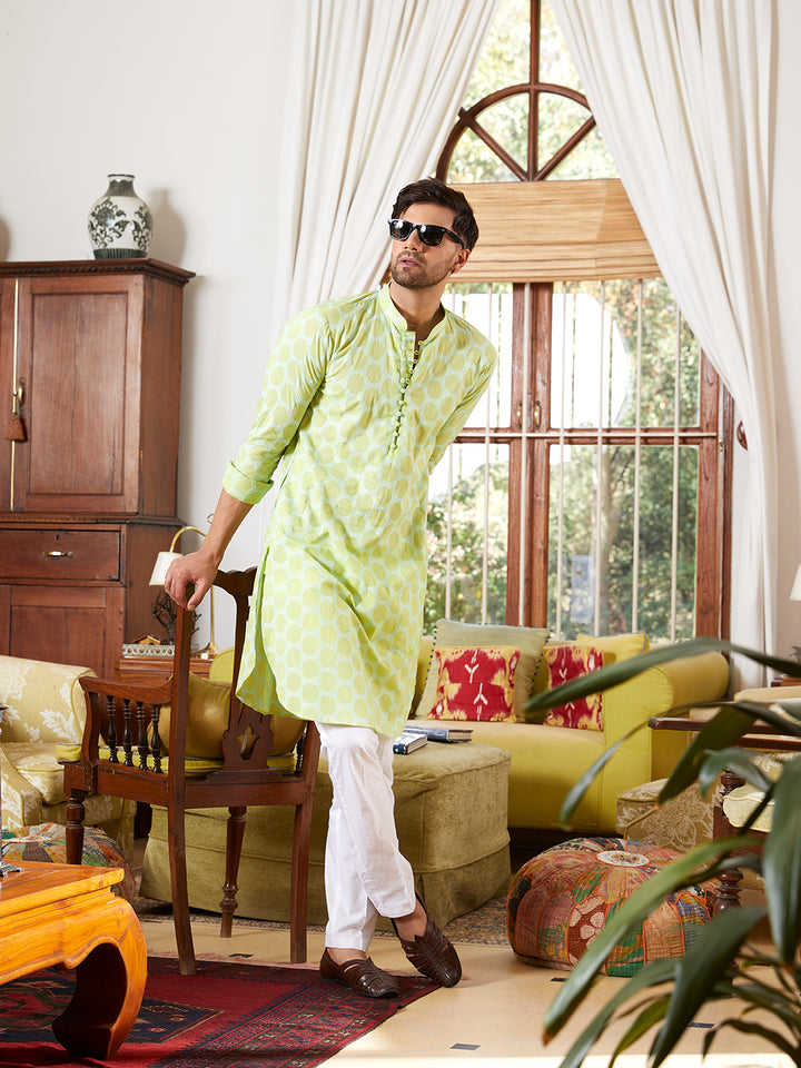 Embroidered Pure Cotton Straight Kurta with Pyjama