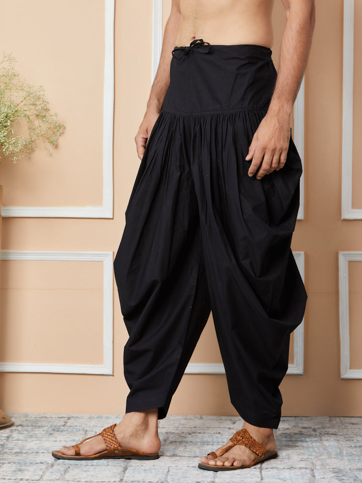 Black Mid-Rise Loose-Fit Pure Cotton Salwar