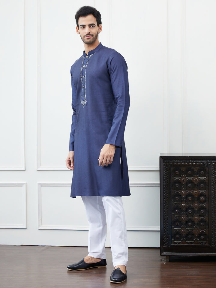 Solid Cotton Silk Straight Kurta